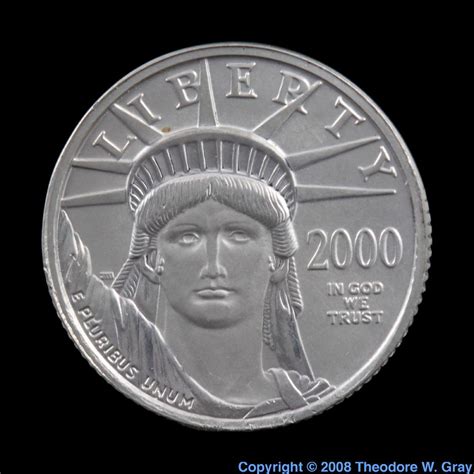 1/10 ounce platinum coin, a sample of the element Platinum in the ...