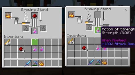 Minecraft Strength Potion Recipe Crafting Guide (3 Minutes Buff)