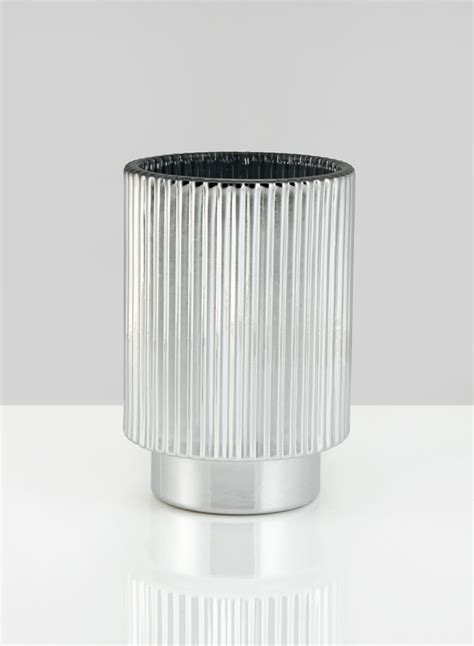 5in Silver Pleated Glass Votive Holder