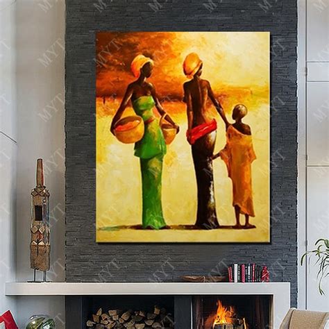 Hand drawing designer home decoration africa canvas wall art paint ...