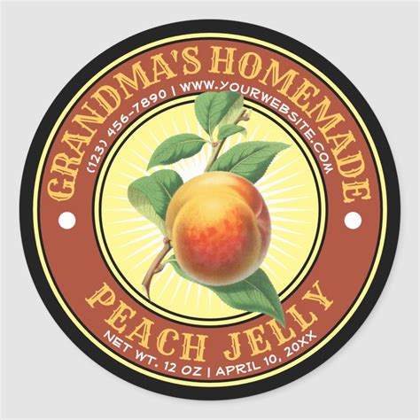 Vintage Homemade Peach Jelly Jam Label Template | Zazzle in 2022 ...