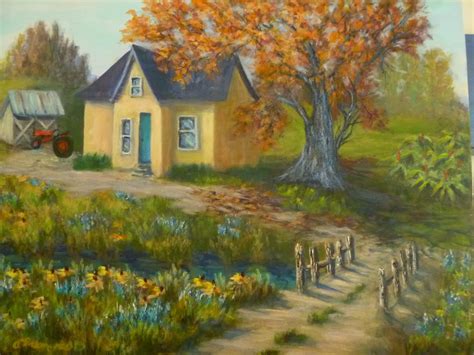 fall country farmhouse in old paintings | Country Farmhouse Painting ...