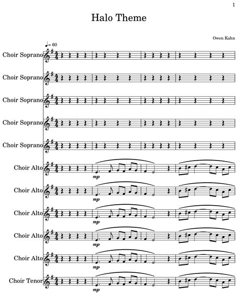 Halo Theme - Sheet music for Choir Tenor, Electric Guitar, Piano, Electric Bass, Drum Set ...