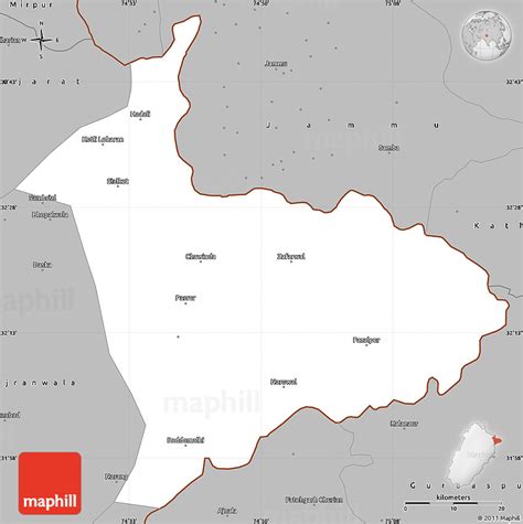 Gray Simple Map of Sialkot