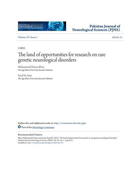 (PDF) The land of opportunities for research on rare genetic neurological disorders