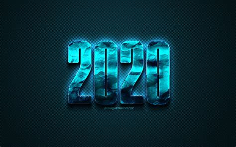 2K free download | Happy New Year 2020, Blue 2020 background, blue metal letters, carbon texture ...