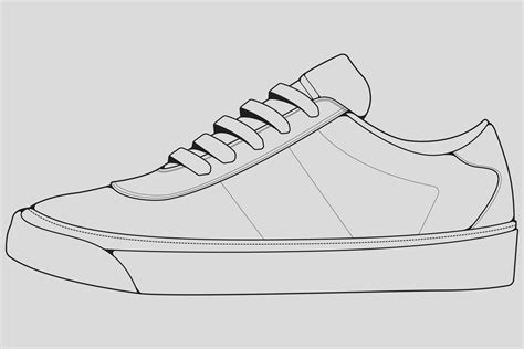 Shoes sneaker outline drawing vector, Sneakers drawn in a sketch style, black line sneaker ...