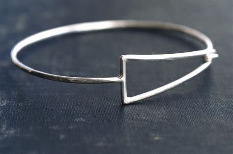 Geometric Sterling Silver Hook Bangle | Etsy