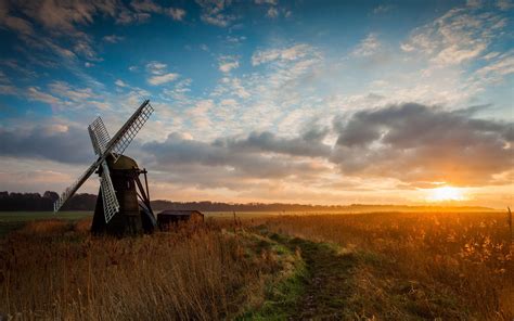 Windmill Morning Sunrise Hd Cool Wallpapers, Desktop Wallpaper, Hd Desktop, Wallpaper ...