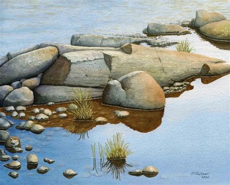 River and Rocks Watercolor Painting, Giclee Print of Original ...