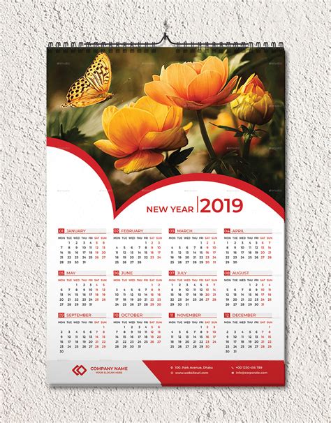One Page Wall Calendar 2020 | Wall calendar, Calendar, Calender design