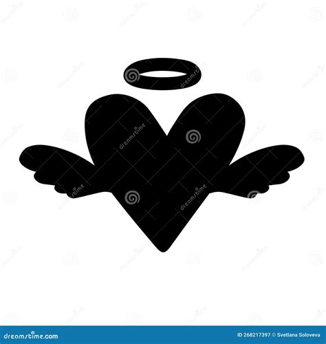 Vector Flat Heart with Angel Wings Silhouette Stock Vector - Illustration of fashion, concept ...