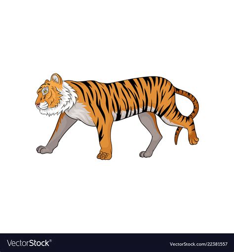 Running tiger side view Royalty Free Vector Image