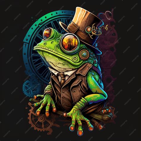 Premium Photo | A cartoon frog with a top hat and glasses is sitting on ...