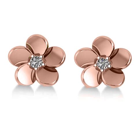 Diamond Flower Blossom Stud Earrings 14k Rose Gold (0.06ct) - AD2063