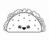 Happy Character food taco Mexican Fast coloring Page Spicy  sketch template