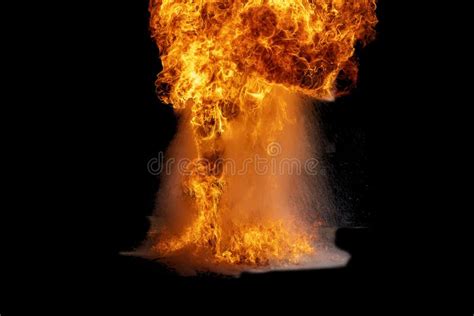 Flames Caused by the Explosion of the Oil. Demonstration of Water on ...