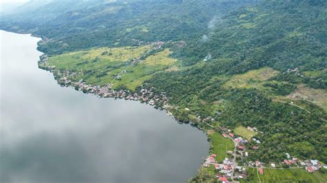 Aerial view of Danau Singkarak. Singkarak lake is one of the beautiful ...