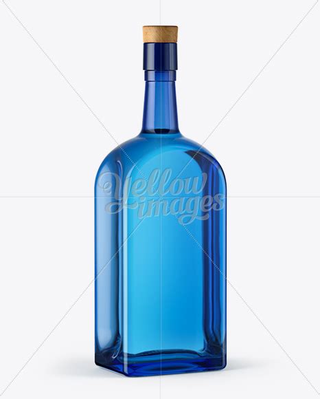 Blue Glass Gin Bottle Mockup - High Quality Packaging PSD Mockup ...