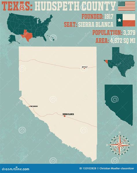 Map of Hudspeth County in Texas Stock Vector - Illustration of sierra ...