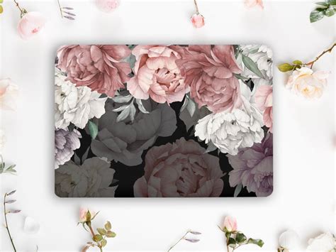 Dark Floral Peony Laptop Skin Notebook Flower Vinyl Decal Dell Lenovo ...