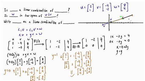 How to determine if one vector is in the span of a set of vectors - YouTube