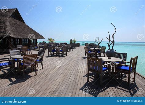 Restaurant on Maldives Beach Stock Image - Image of nature, colors: 41820379