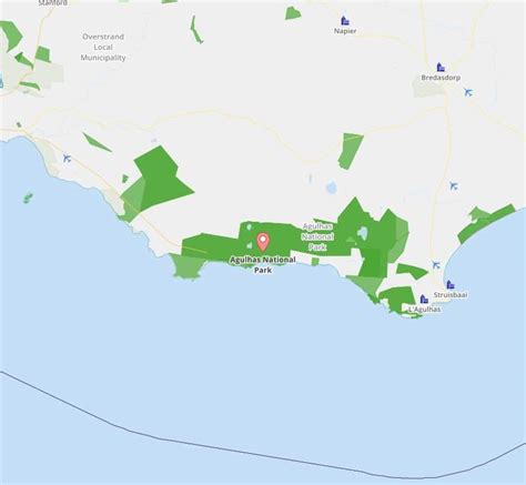 Map of Agulhas National Park - Western Cape Nature Reserve, South Africa