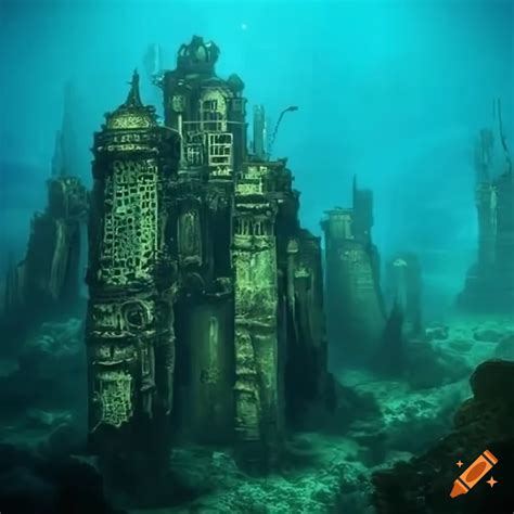 Steampunk underwater city with temples and corals