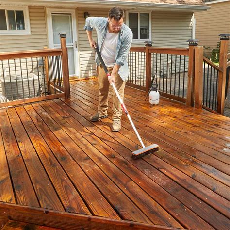 How to Refinish a Deck with Acrylic-Based Deck Stain | Staining deck, Deck design, Deck