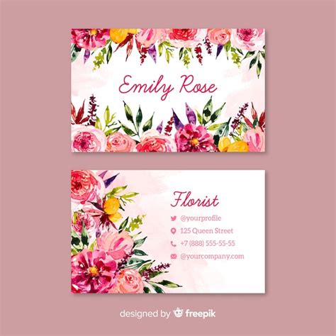 Free Vector | Watercolor floral business card template