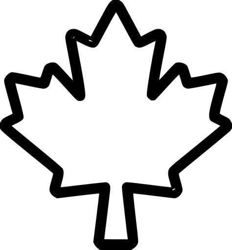 Maple Leaf Canada Tree Clip Art - Black and White Outline