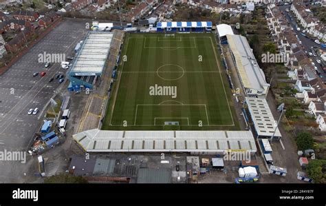 Aerial view of the Memorial Stadium, home of Bristol Rovers FC. It’s ...