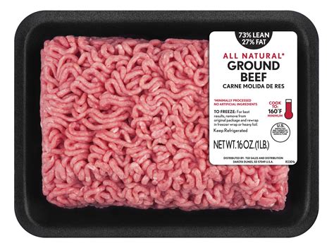 All Natural*, 73% Lean/27% Fat, Ground Beef, Tray, 1lbs, (Fresh ...