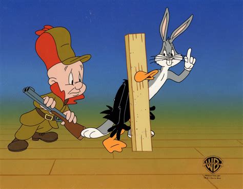 Looney Tunes Original Production Cel: Elmer Fudd, Daffy Duck, Bugs Bun ...