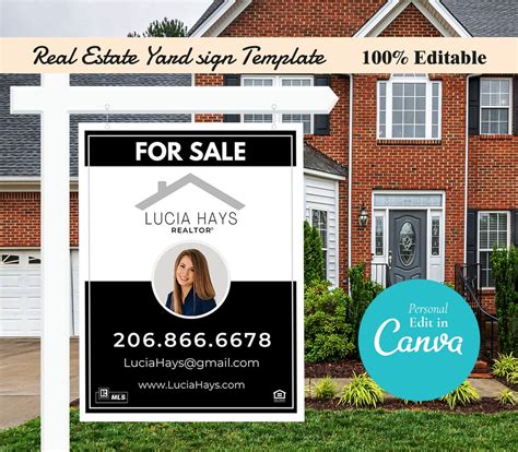 Real Estate Yard Sign Template 18x24 Canva for Sale Sign - Etsy