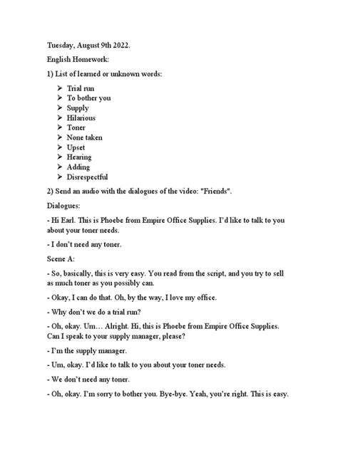 English Homework | PDF