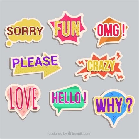 Free Vector | Pack of vintage style word stickers