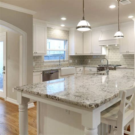 Current Obsessions: 8 Heavenly Kitchens with White Granite Countertop… | Kitchen remodel ...