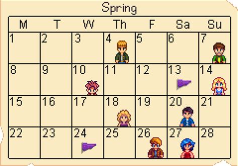 Calendar - Stardew Valley Wiki