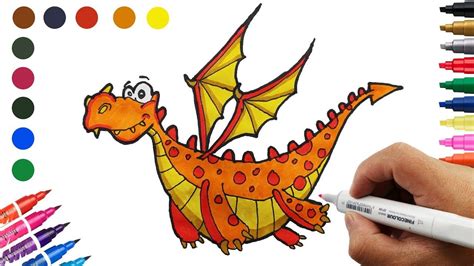 How to Draw Cute Dragon Easy Step by Step Drawing Coloring Pages for Kids | Coloring pages for ...