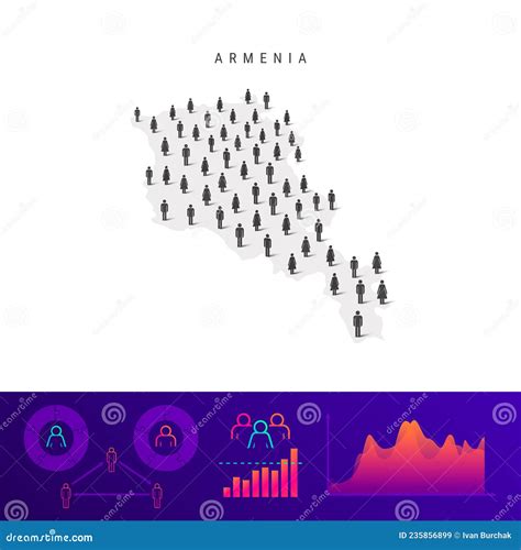 Armenia People Map. Detailed Vector Silhouette. Mixed Crowd of Men and ...