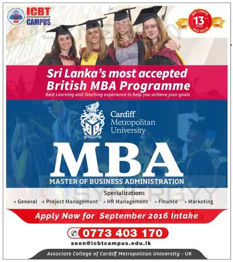 Cardiff Metropolitan University MBA in Sri Lanka by ICBT Campus – Education SynergyY