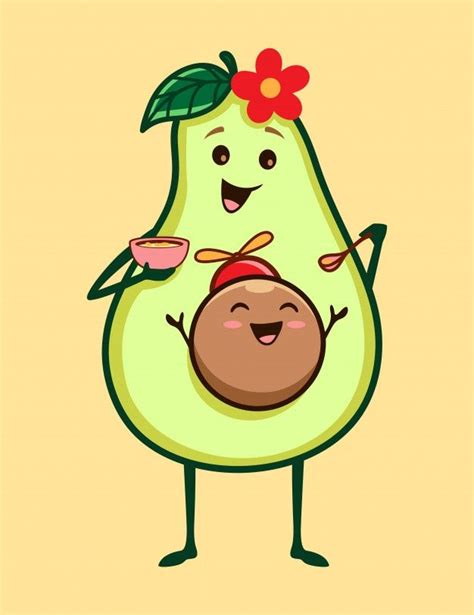 Premium Vector | Cute baby and mom avocado | Dibujos bonitos, Aguacate dibujo, Dibujos