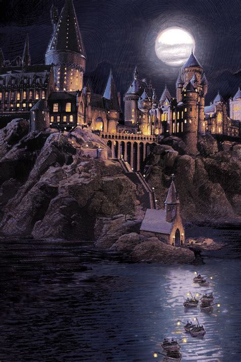 Wall Art Print Harry Potter - Hogwarts full moon | Gifts & Merchandise ...