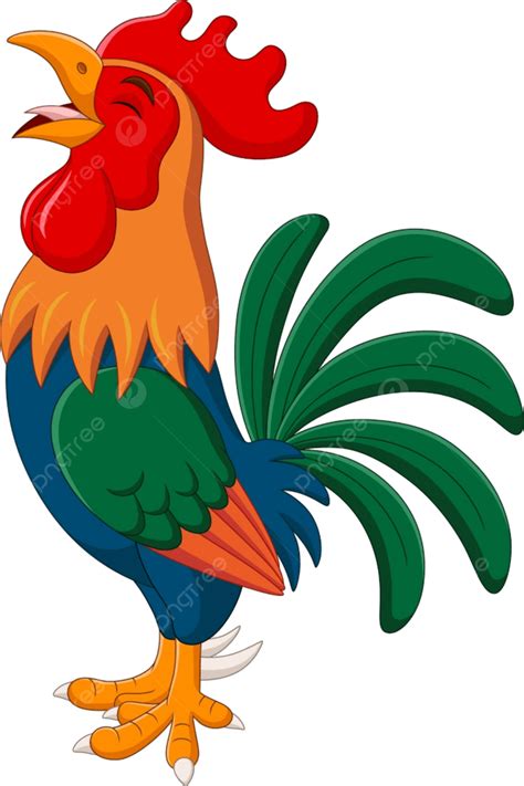 Dessin Animé Coq Qui Chante Isolé Sur Fond Blanc PNG , Personnage, Poule, Adorable PNG et ...