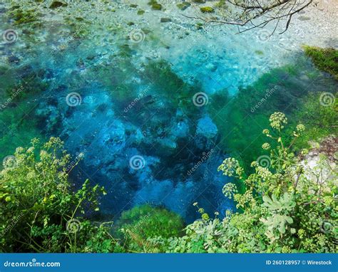 High Angle Shot of the Blue Eye Spring in Albania Stock Image - Image ...