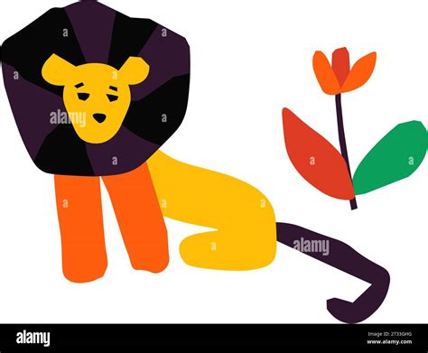 Kids creativity activity of lion and flower, craft Stock Vector Image & Art - Alamy