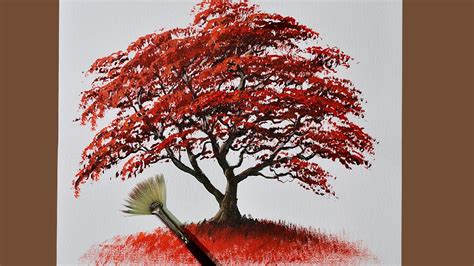 Basic Acrylic Painting Tutorial for Beginners | How to Paint an Autumn Tree Using Fan Brush ...