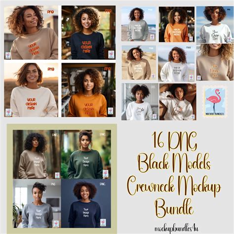 Sweatshirt Mockup Bundle, Black Model Mockup, African American Woman ...